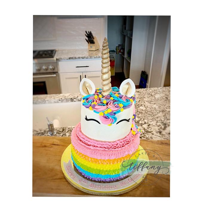 Ruffle unicorn cake