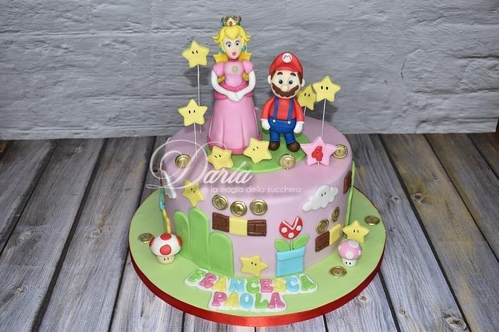 SuperMario bros and princess Peach cake