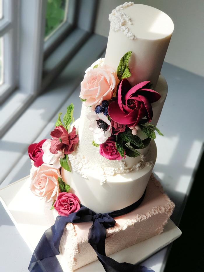 Bold and bright wedding cake 