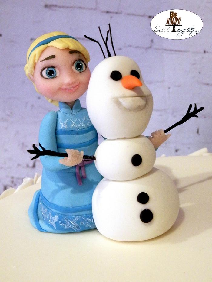 Little Elsa and Anna Cake