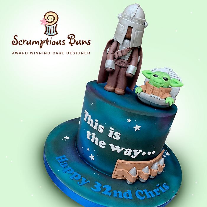 Star Wars Mandalorian & Yoda Birthday Cake