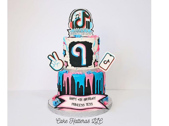 Tik Tok Themed Birthday Cake
