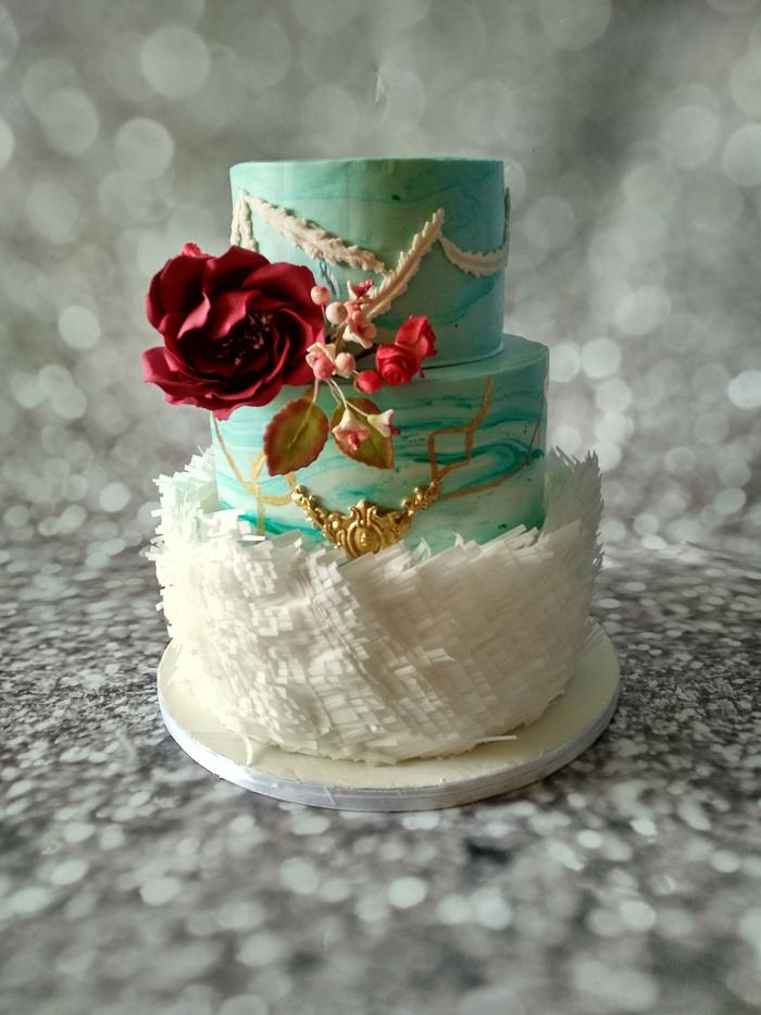 Kintsugi inspired wintery wedding cake