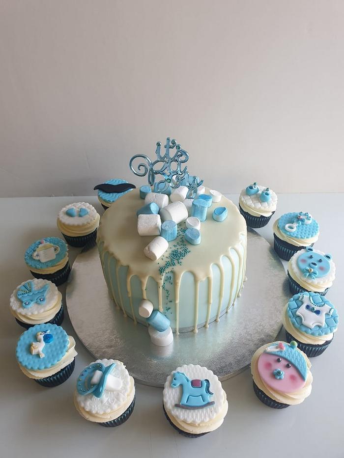 Baby Boy Shower Cake And Cupcakes Decorated Cake By Cakesdecor