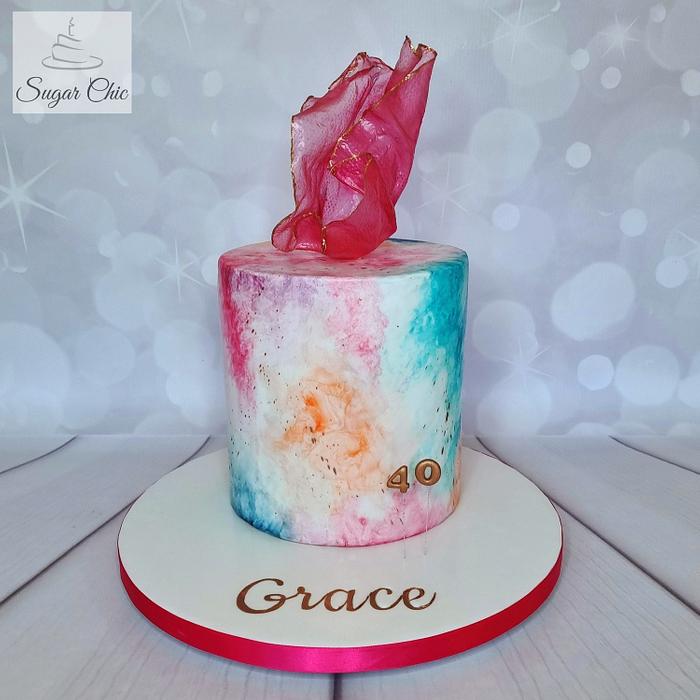 Hand-painted Watercolour Cake