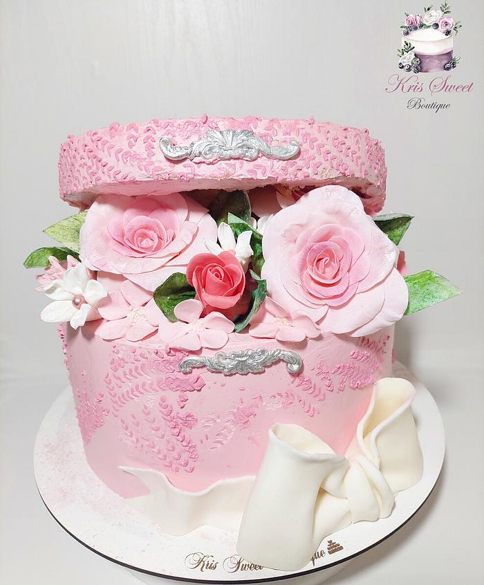 Box flower cake