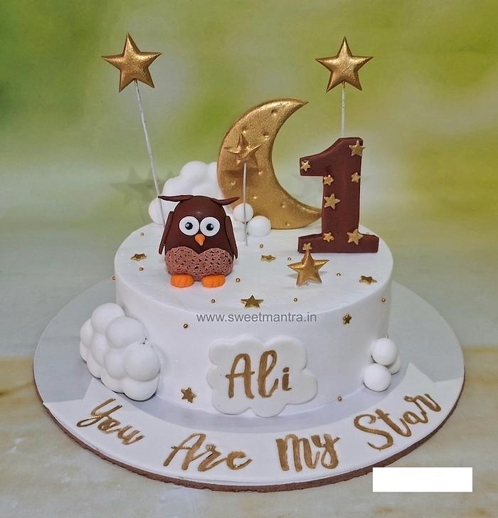 Moon and Stars 1st birthday cake
