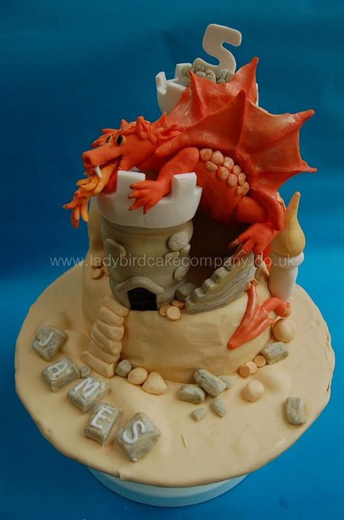 Dragon and castle cake