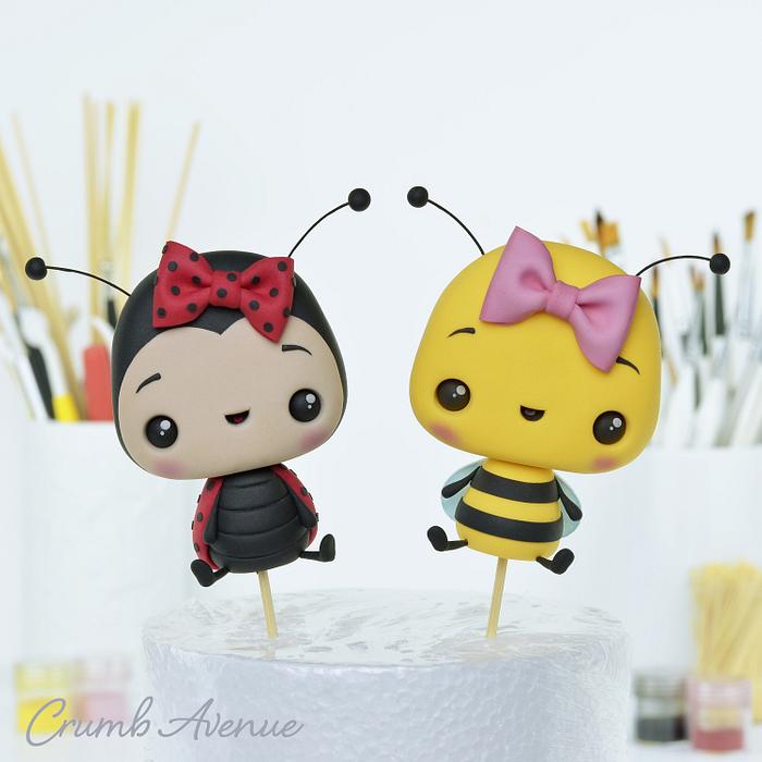 Bee and Ladybug Cake Toppers
