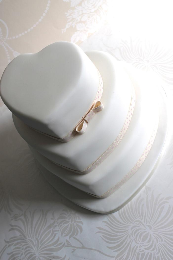 Plain and simple heart shaped wedding cake