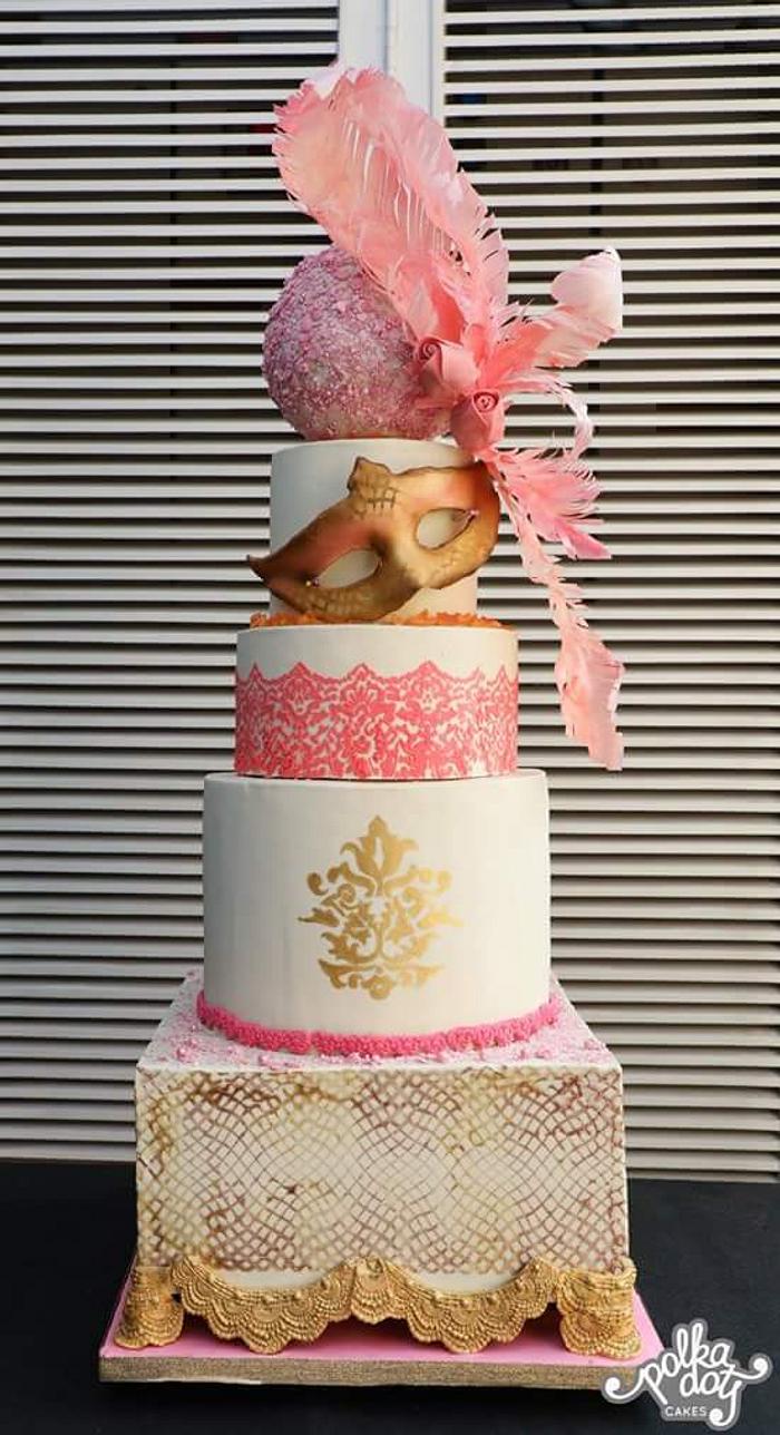 Venetian Rendezvous-Modern Wedding Cake