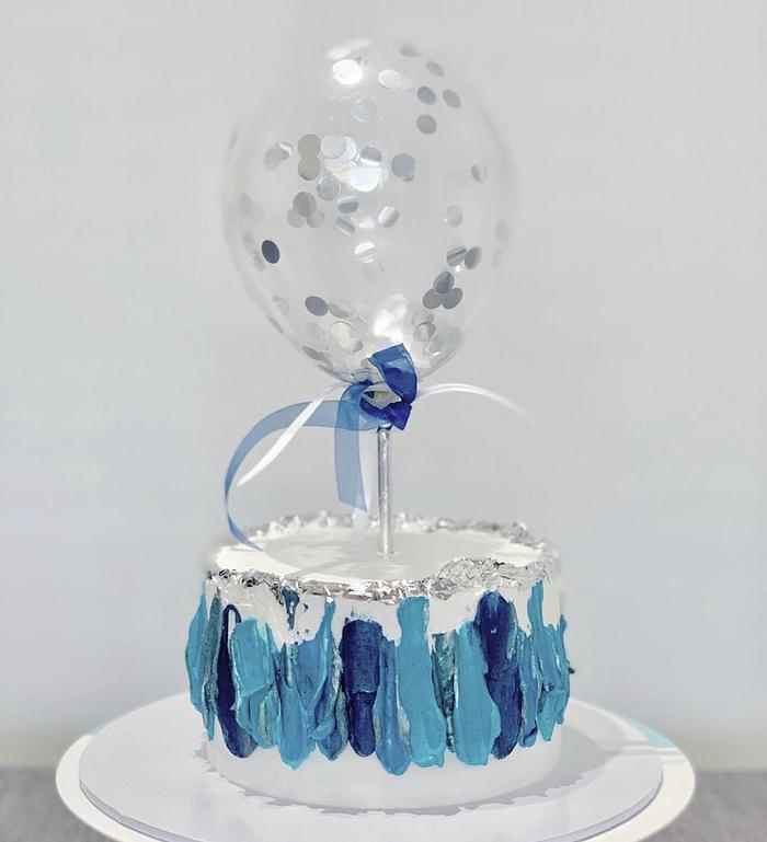 Palette knife painted balloon Birthday cake