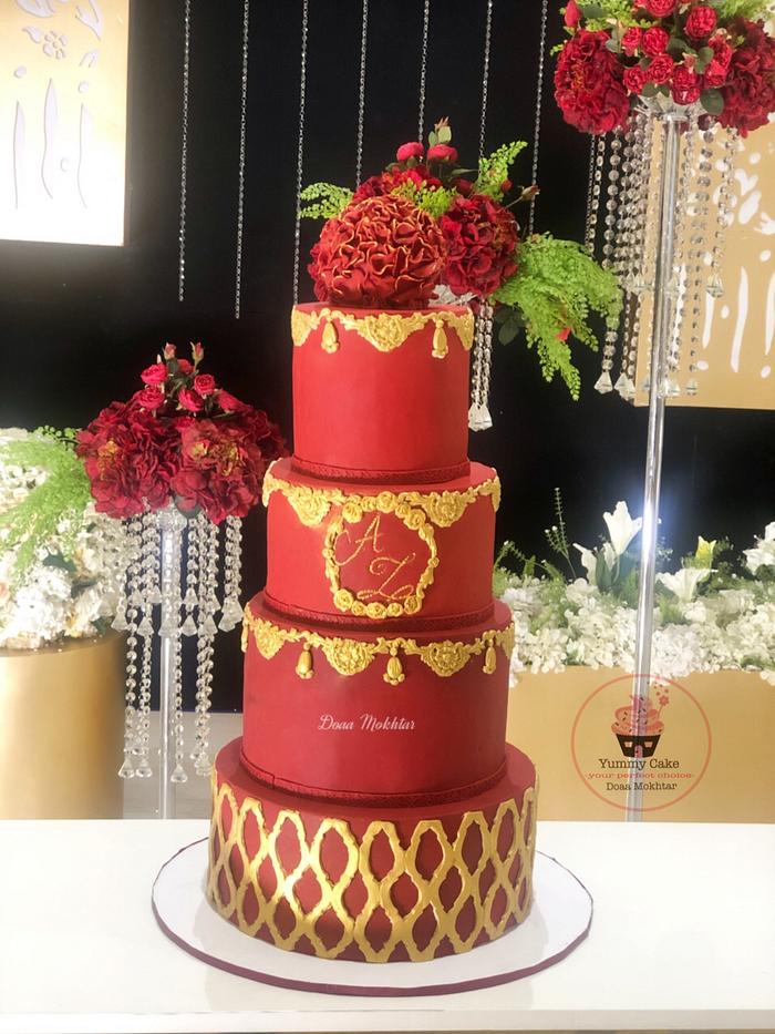 Red royal wedding cake