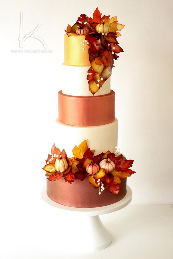 Autumn Shimmer Wedding Cake