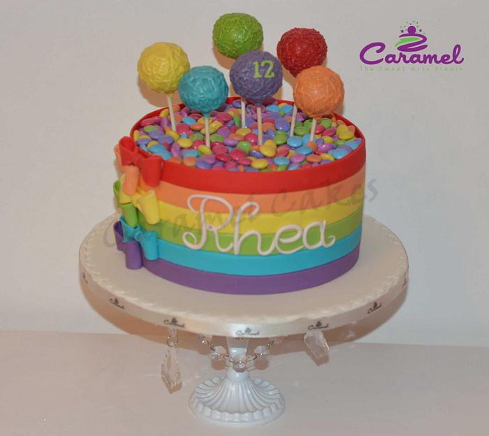 Rainbow Cake with Pops!