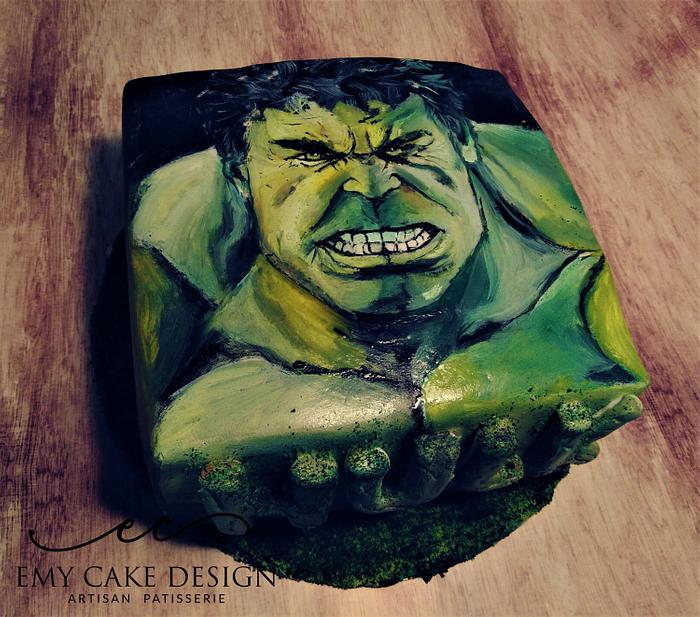 Hulk hand painted cake