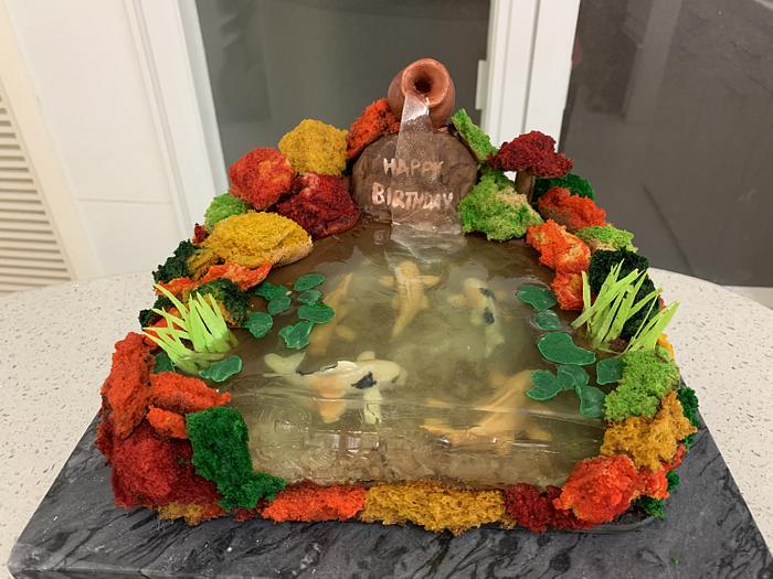 autumn koi pond cake
