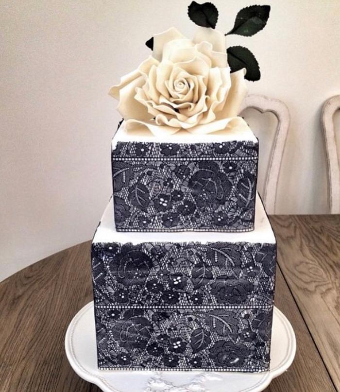 Engagement Cake with White Rose 