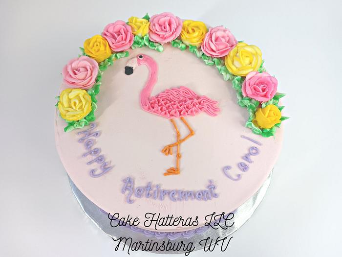 Pink Flamingo Retirement Cake
