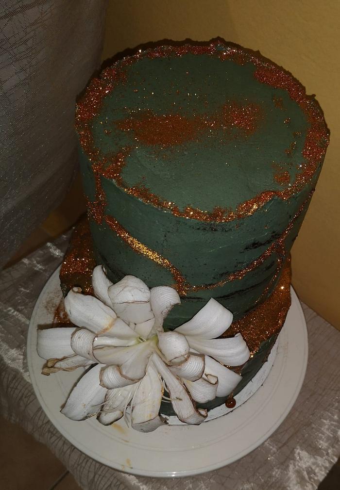 Birthday stone effect  crackled cake
