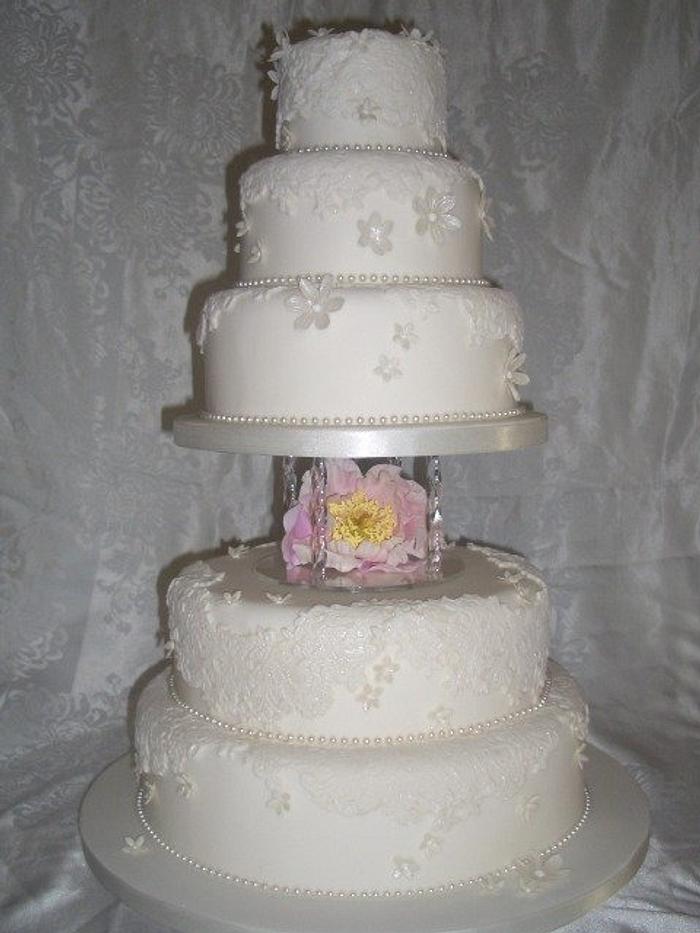 Lace and Peony Cake