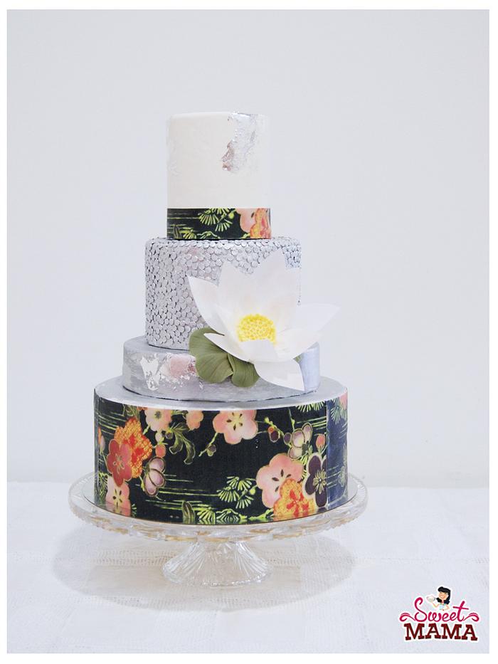 Oriental Silver Wedding Cake