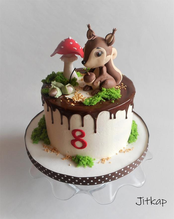 Drip cake with squirrel