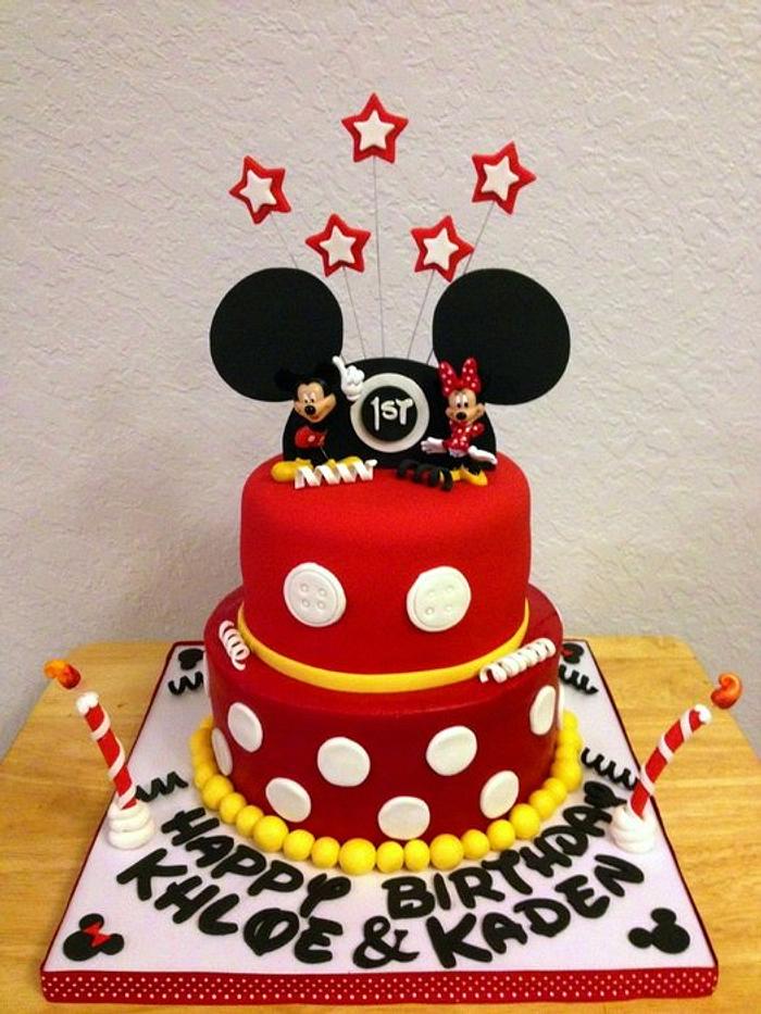 Mickey & Minnie Mouse Themed Cake for twins