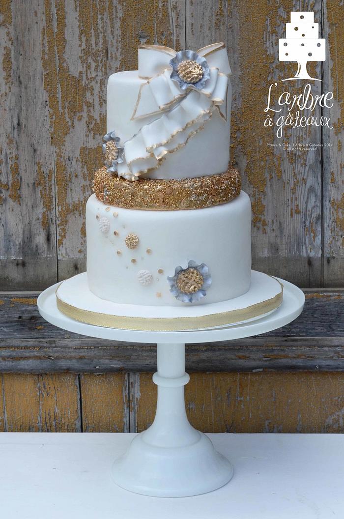 Gold & Silver tier cake