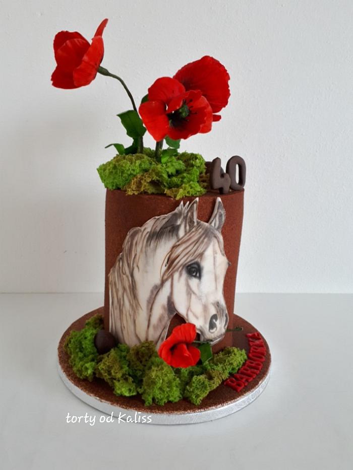 B-day horse and poppies