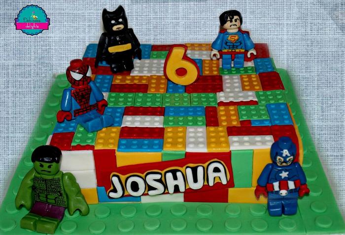 Superhero lego cake