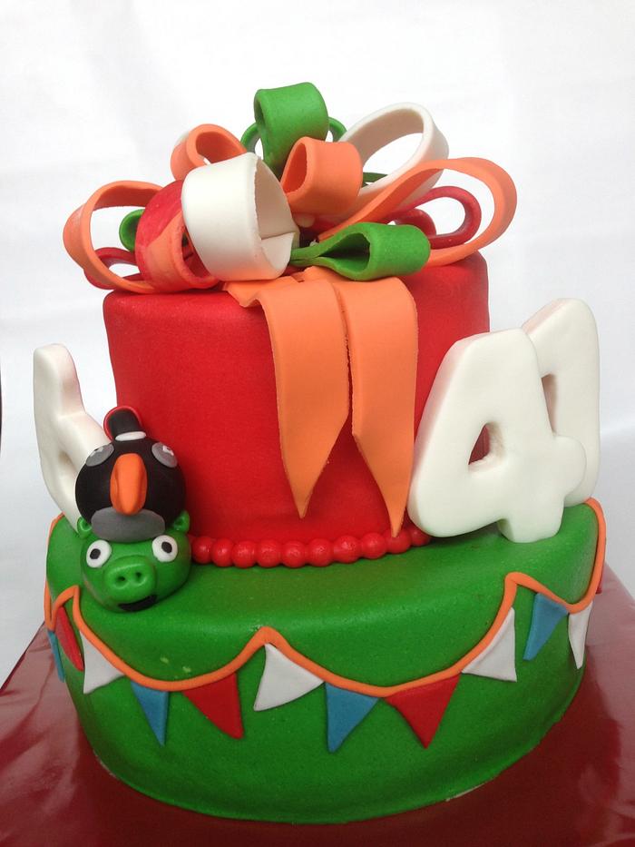 Mother and son cake with Angry Birds