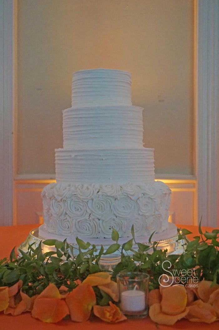 Rustic Rosette Wedding Cake