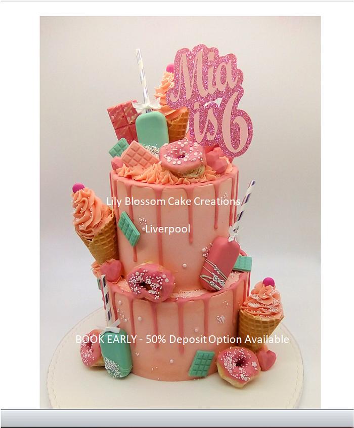 Pink Drip Cake 6th Birthday
