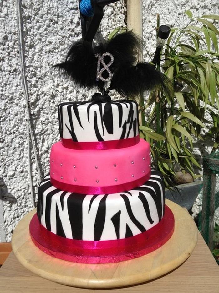 18th birthday cake zebra pink