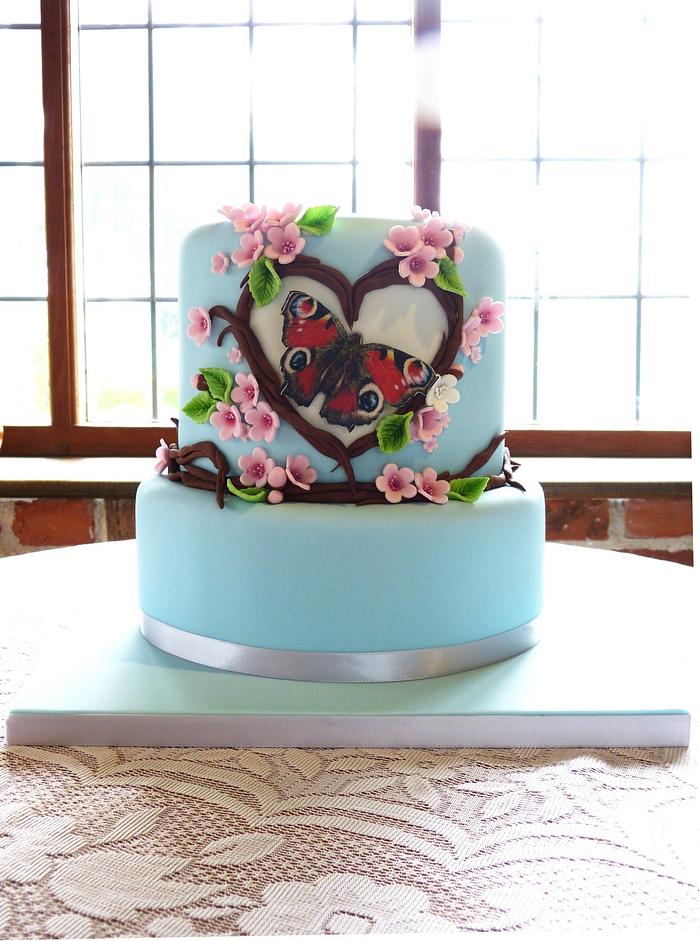 Rustic butterfly cake
