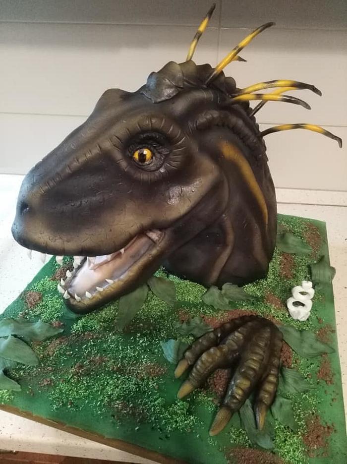 Dino head cake