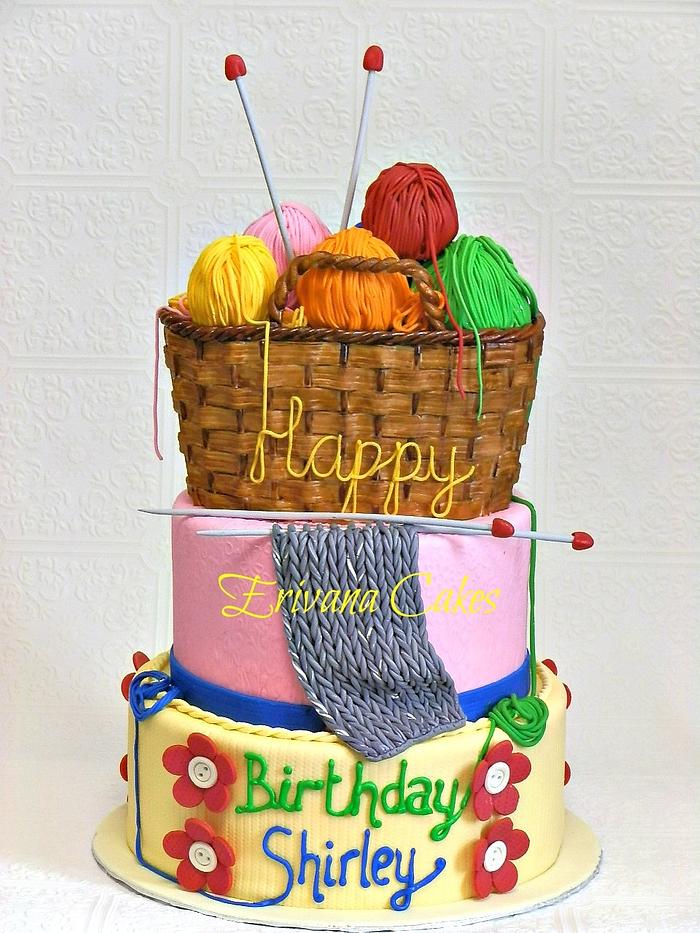Knitting Themed Cake