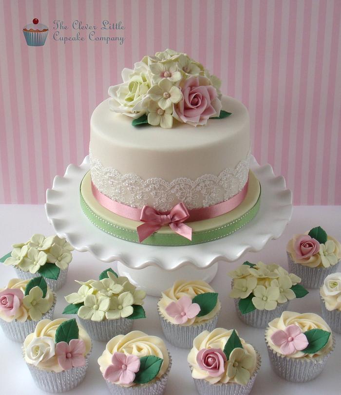 Roses and Hydrangeas 90th Birthday Cake