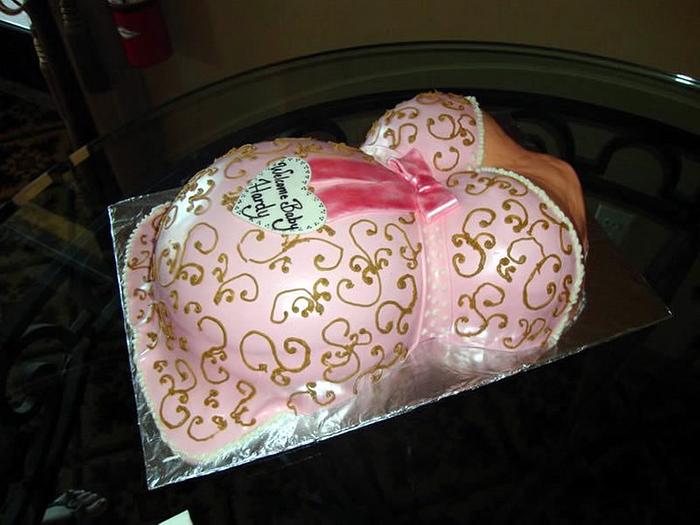 Baby shower baby belly cake