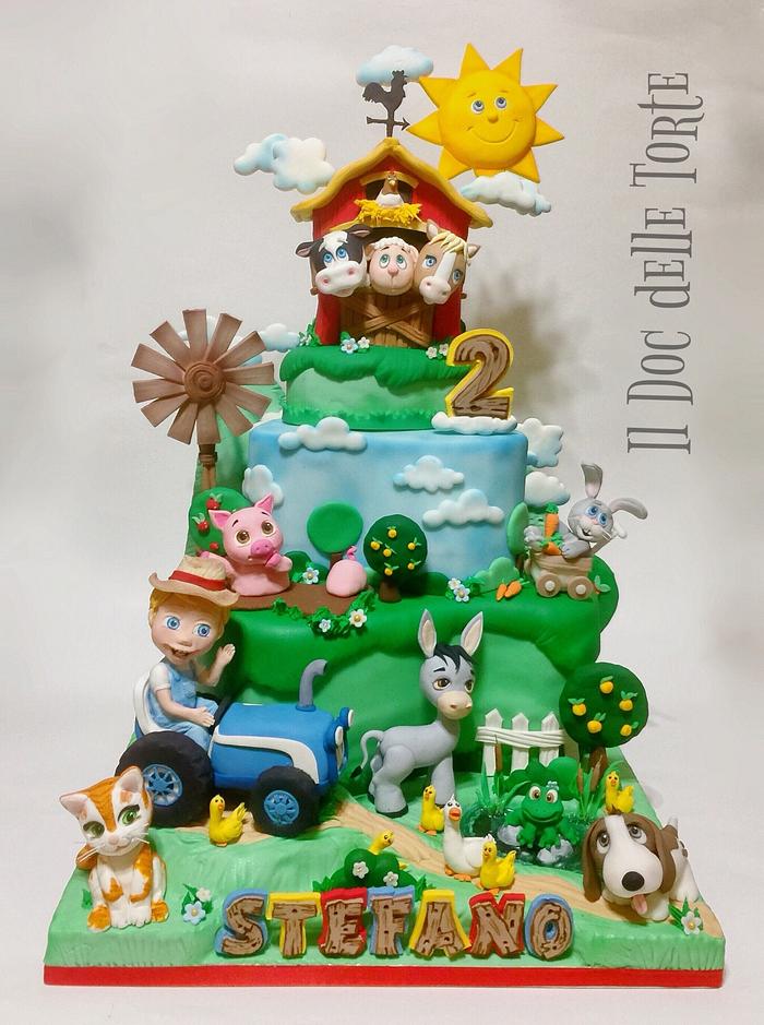 Farm animals birthday cake