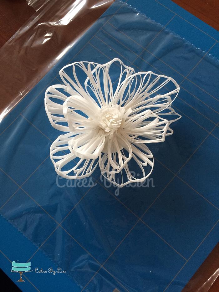 Wafer paper filigree flower