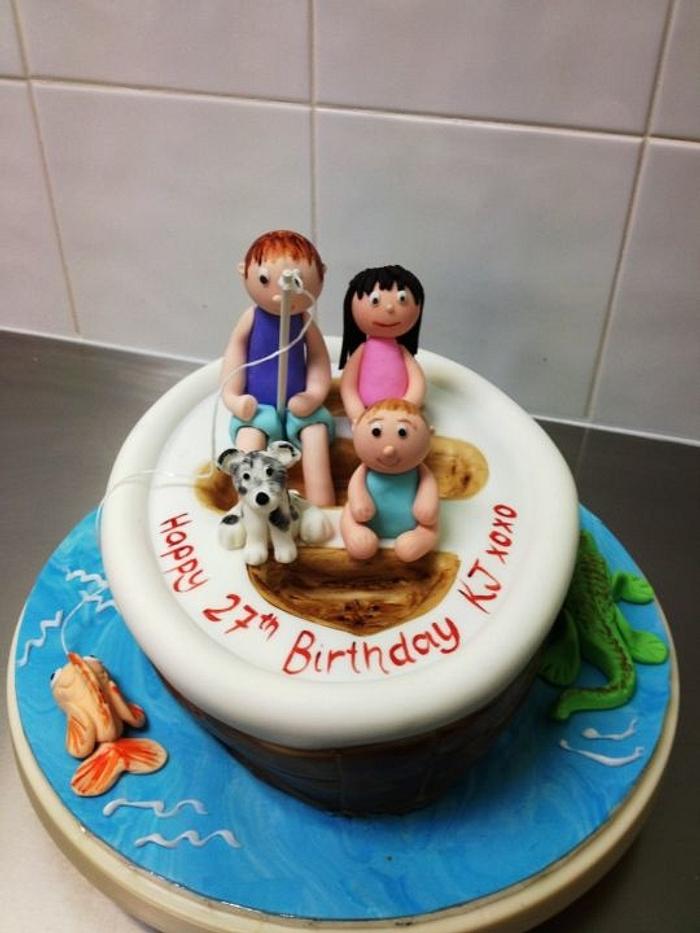 Little family boating cake