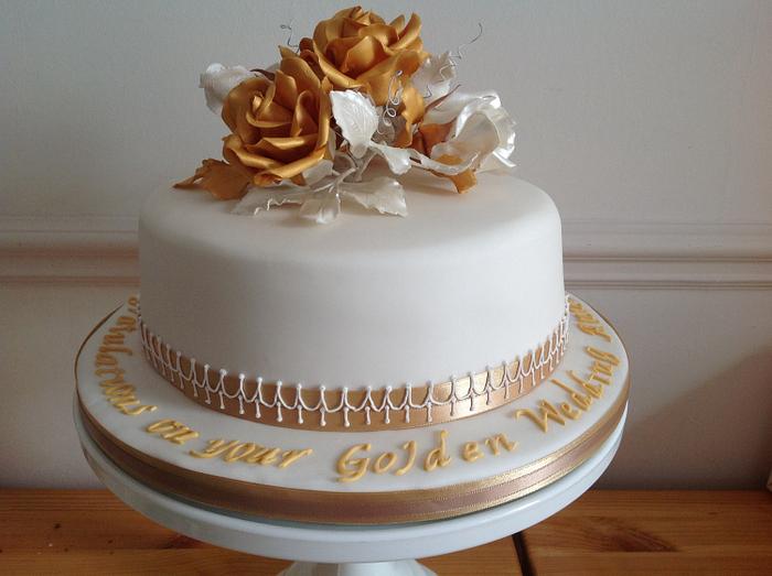 Golden anniversary cake