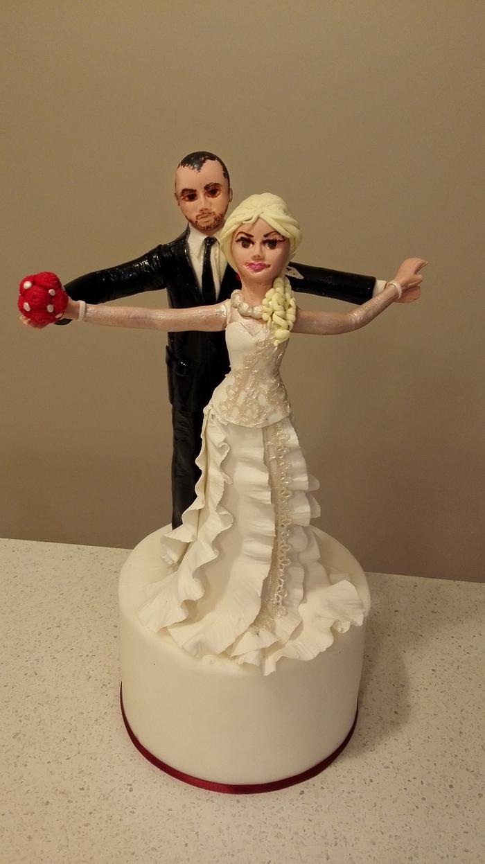 Bride and groom cake topper