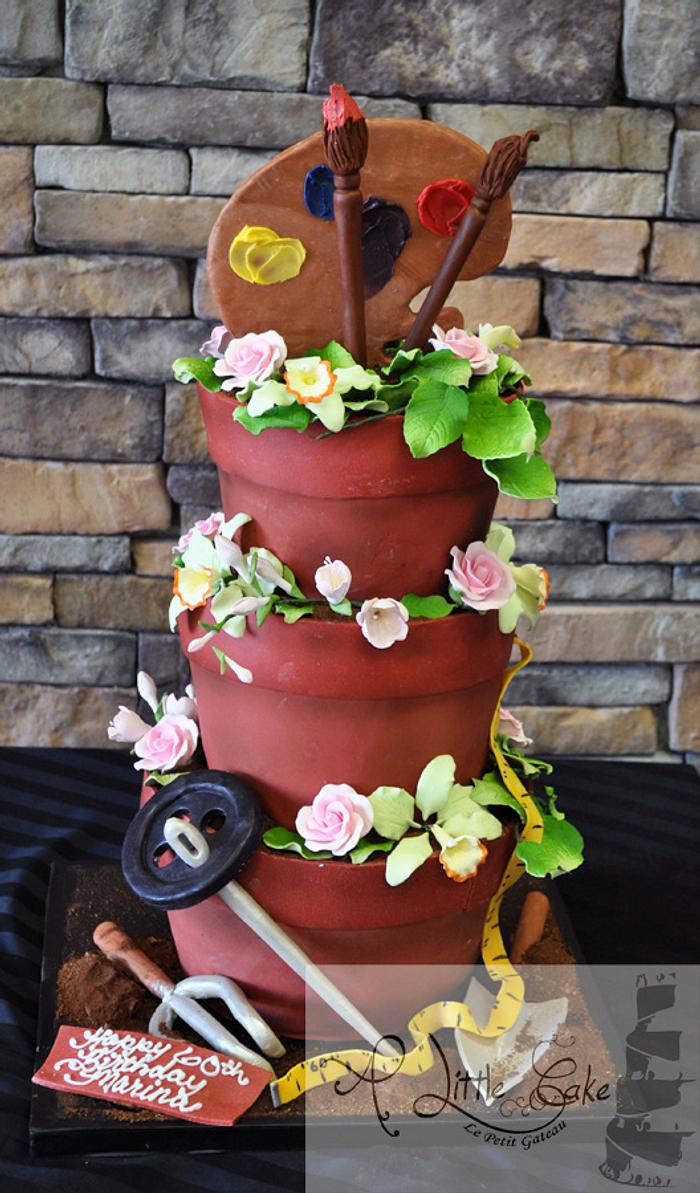 Flower Pot Custom 3d Cake