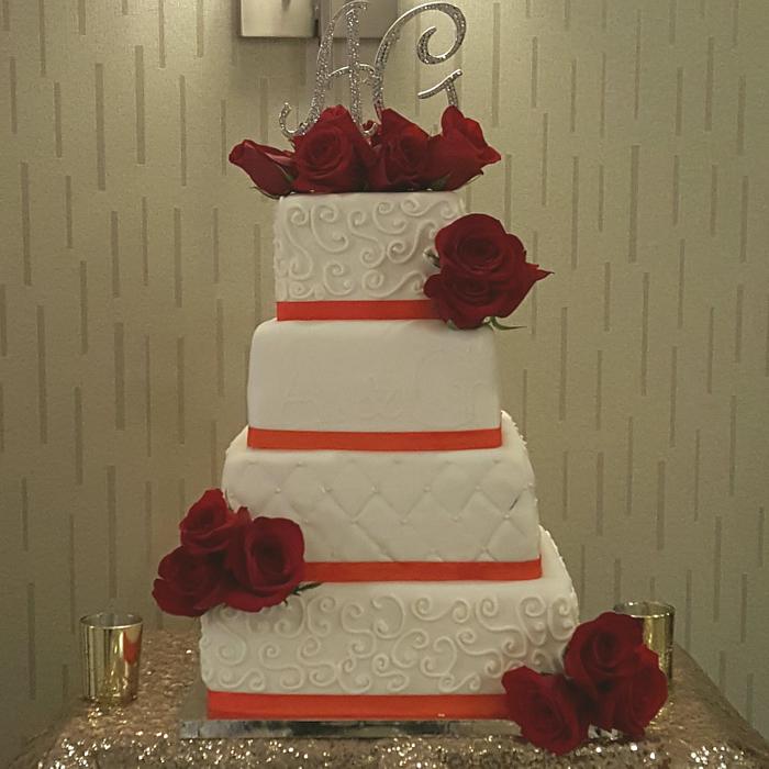 Elegant Scrolls Wedding Cake