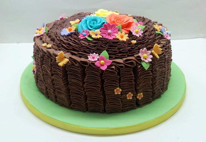 Chocolate Ruffle Birthday Cake