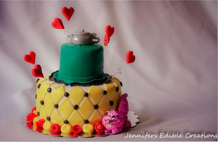 Alice Inspired Birthday Cake w/ Chesire Cat