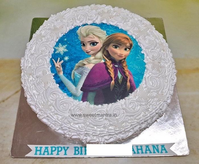 Elsa Anna photo cake